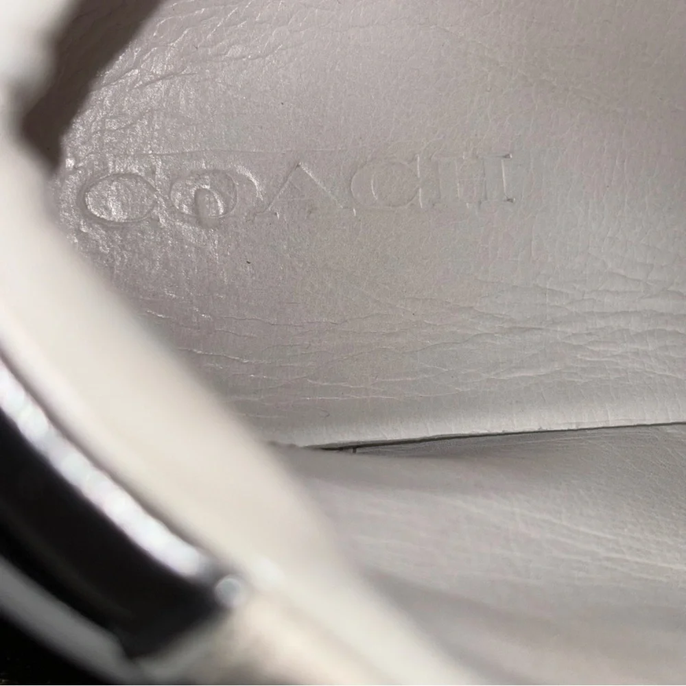 COACH® Sheep Nappa Suede High Top Sneakers White Metallic Silver C213 Size 7.5